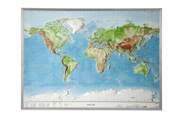 Carte du monde en relief avec cadre alu