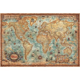 Carte du monde moderne "A l'antique"