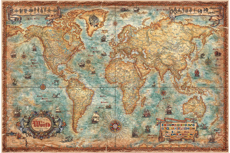 Carte du monde "aspect vieilli"