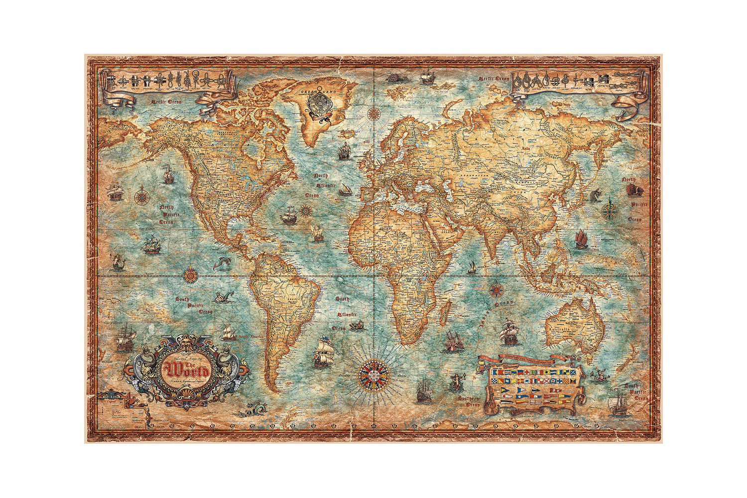 Carte du Monde geante Antique – laminée/encapsulée 201 cm x 116,5 cm de  Haut : : Fournitures de bureau