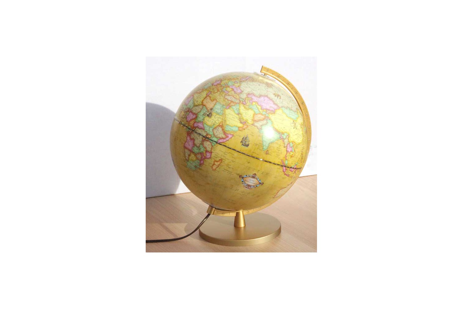 Globe terrestre 30 cm antique lumineux textes en français COLOMBO