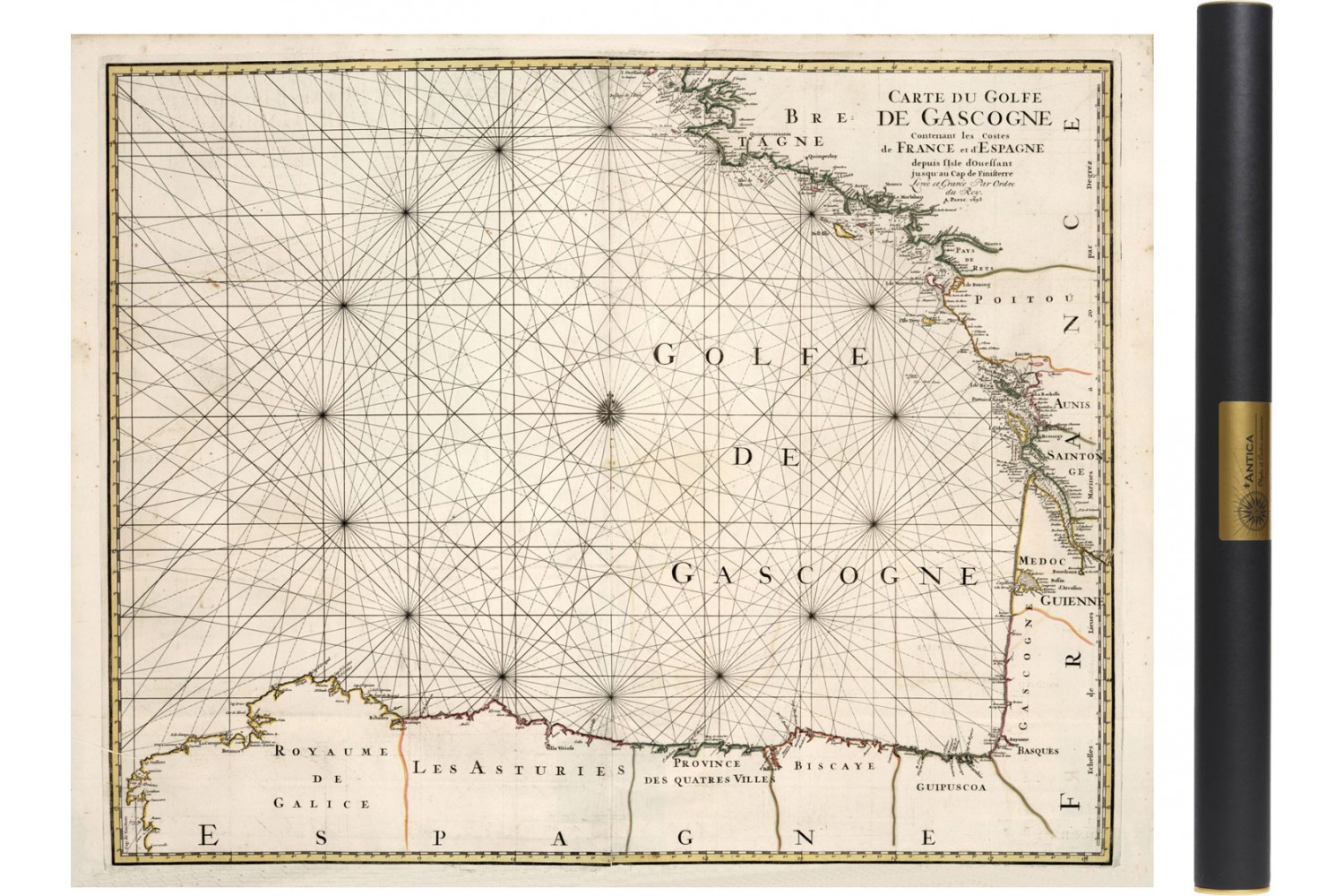 Carte Ancienne Du Golfe De Gascogne En 1693