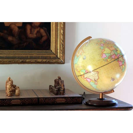 Globe terrestre 30 cm antique lumineux textes en français