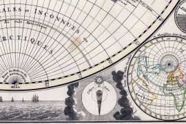 Mappemonde ancienne effet vieilli ou vintage 1708