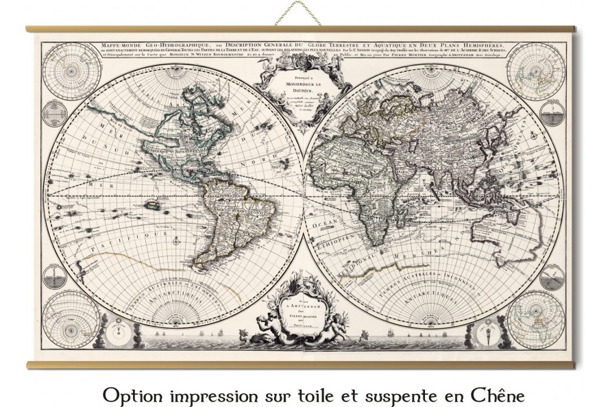 Mappemonde ancienne de 1708