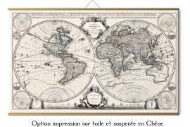 Mappemonde ancienne effet vieilli ou vintage 1708
