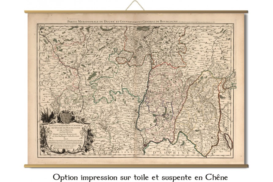 Carte ancienne de la Bourgogne, Duché et comté de Bourgogne en 1695