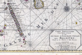 Carte ancienne de l'Océan indien en 1708