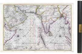 Carte ancienne de l'Océan indien en 1708