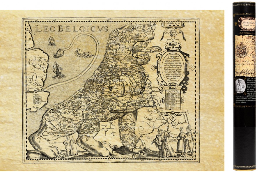 Leo Belgicus ! Carte ancienne de la belgique en 1617