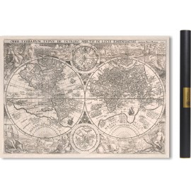 Carte du Monde 1594 (Version avec peuples et animaux du monde)