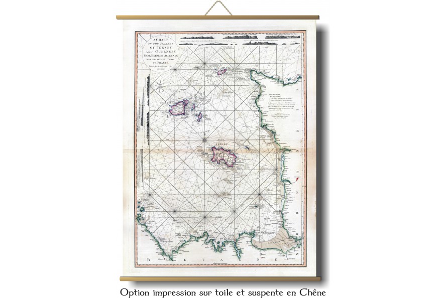 Carte ancienne des Îles de Jersey Guernesey, Chausey en 1781