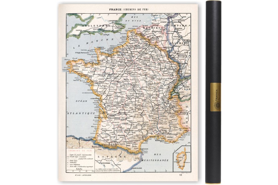 Carte des voies Ferrées - Carte des trains en France 1900