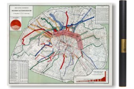 Plan de la circulation des voitures 2 ou 3 chevaux à Paris 1889