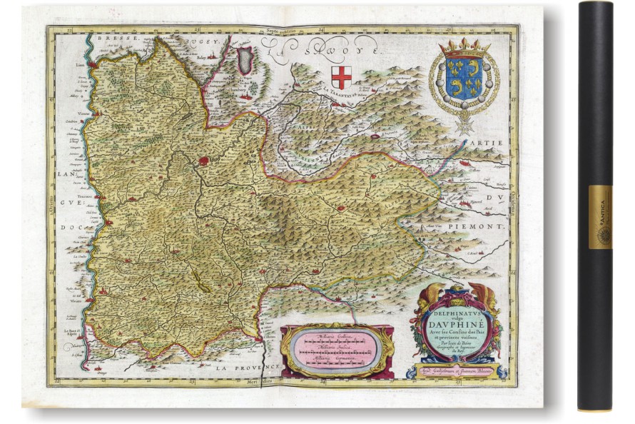 Carte Dauphiné en couleur 1636 Atlas de Blaeu