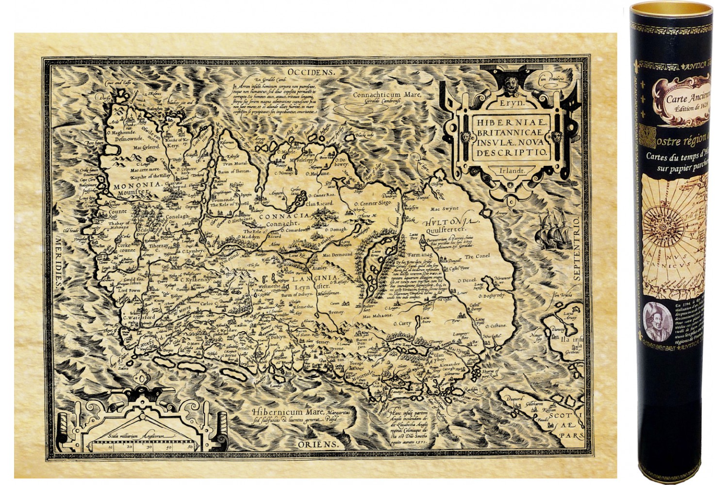 Carte de l'Irlande de 1933, carte de l'Irlande vintage, art ancien de l